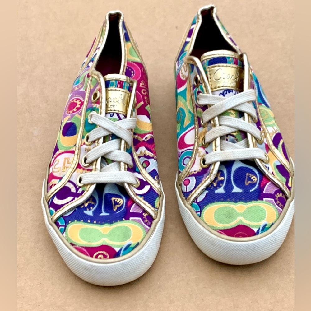 Women's 5.5 B Multi Colored Canvas COACH DEE 1941 Sneakers - Picture 2 of 16